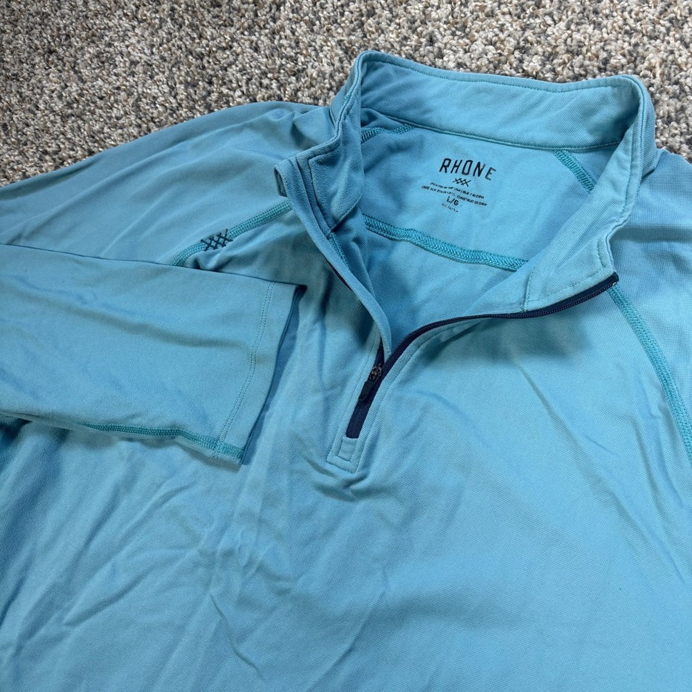 Rhone Men's Large  1/4 Zip Pullover Light Blue Long Sleeve Reign Training Top
